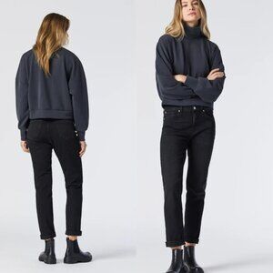 MAVI Kathleen High-Rise Slim Boyfriend Jeans in Black Feather - Size 26 (XS)